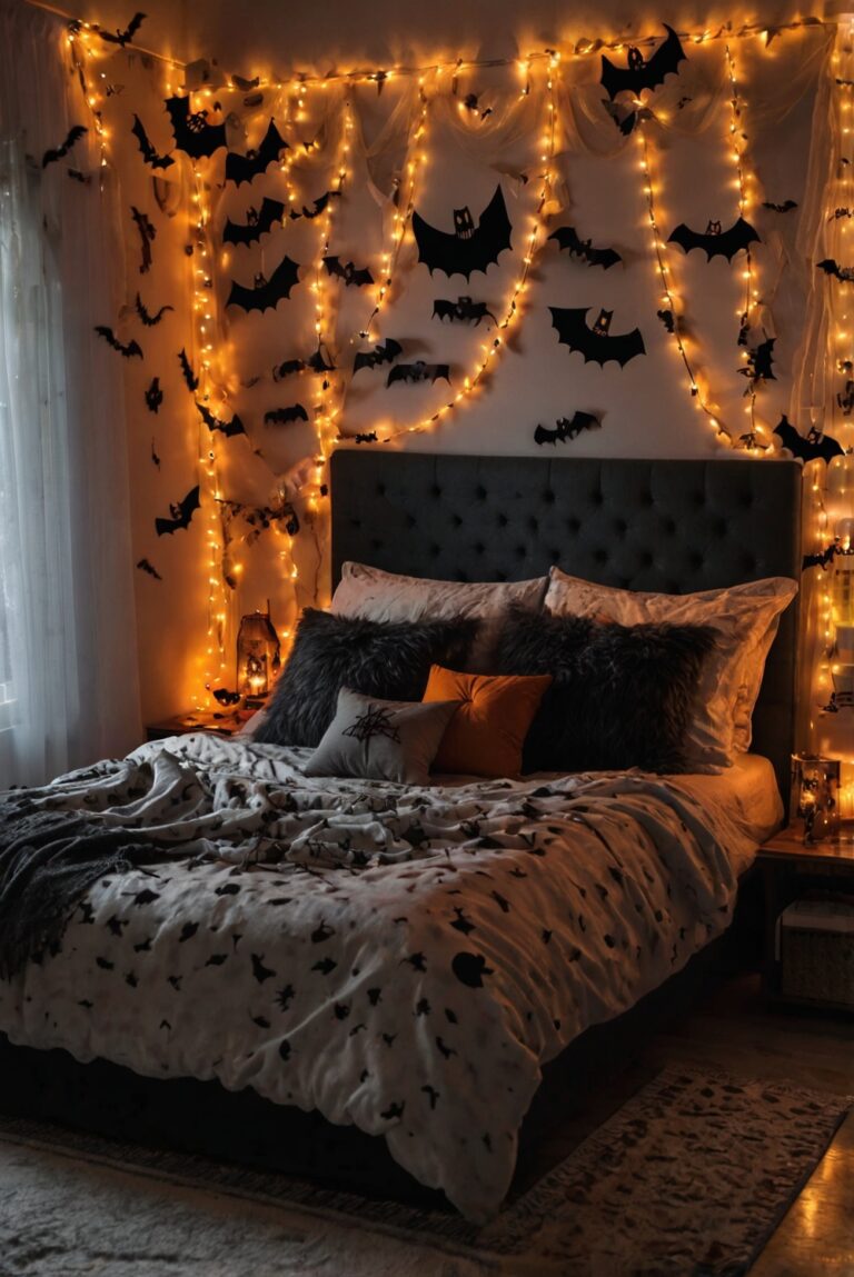 Halloween bedroom decor, Spooky bedroom ideas, Halloween themed bedroom, Scary bedroom design, Haunted bedroom makeover