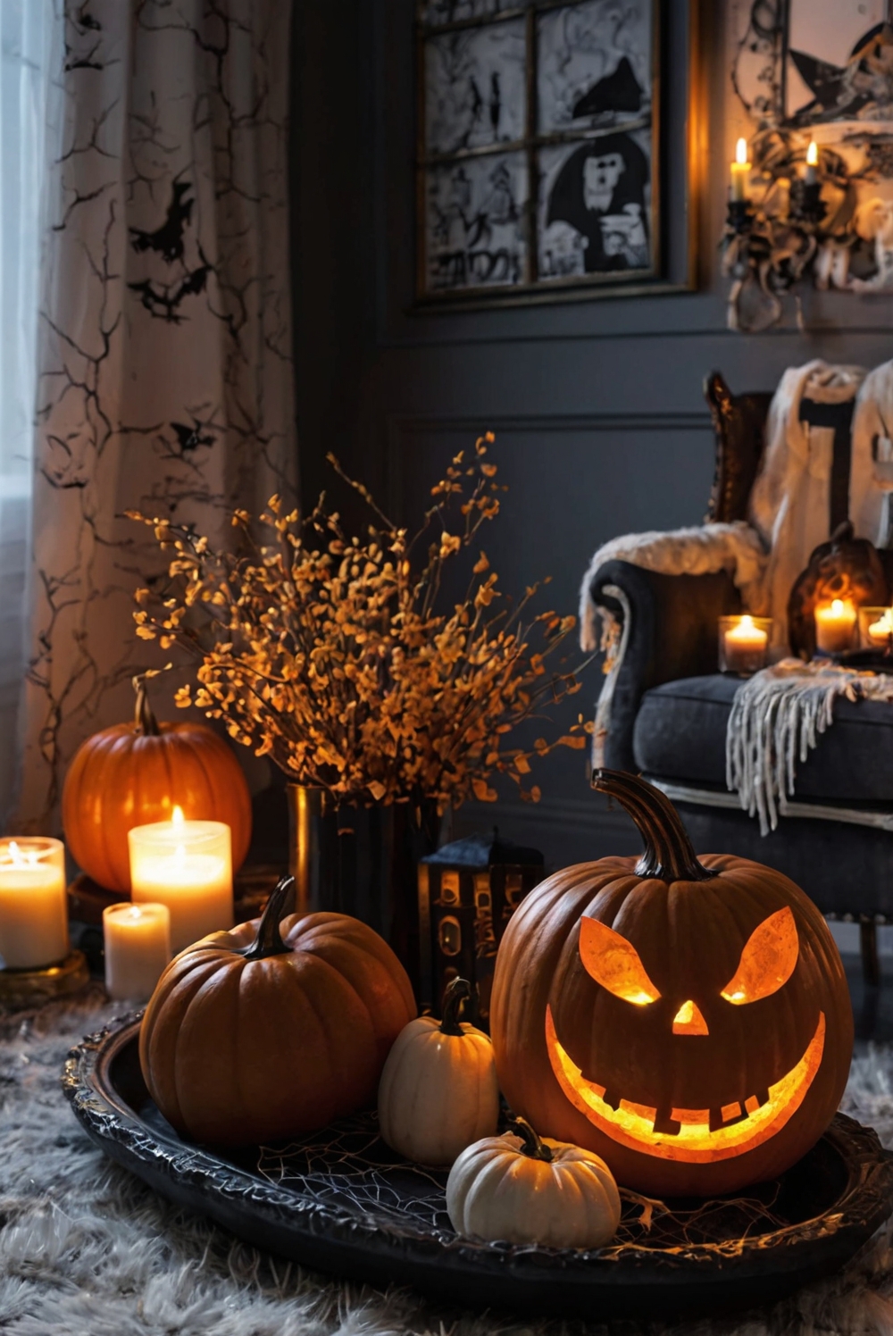 Halloween room decor, spooky home decor, haunted house decorations, eerie room accessories, ghostly room accents