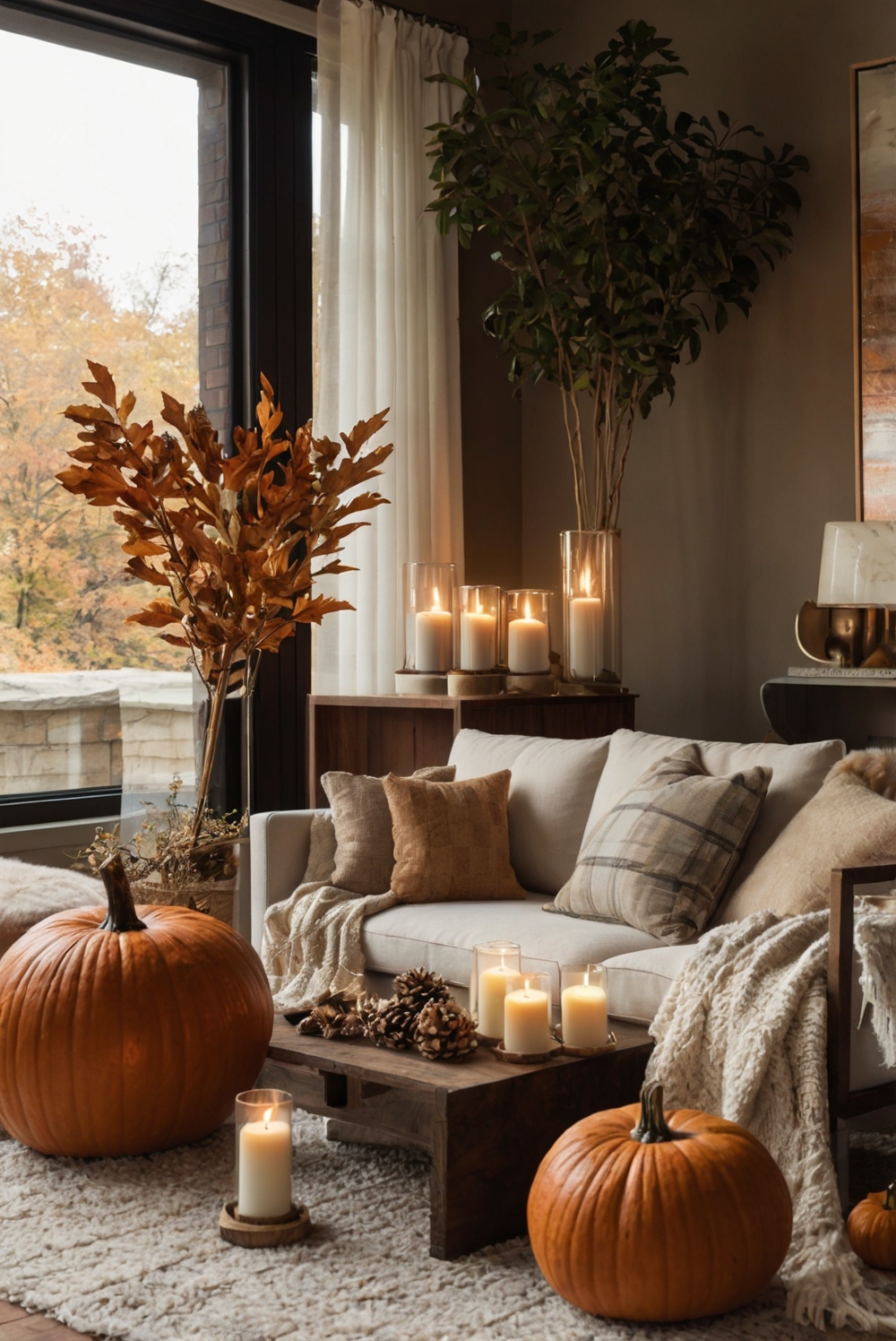 Fall home decor, Living room decor ideas, Autumn home decorations, Seasonal living room decor, Cozy fall living room